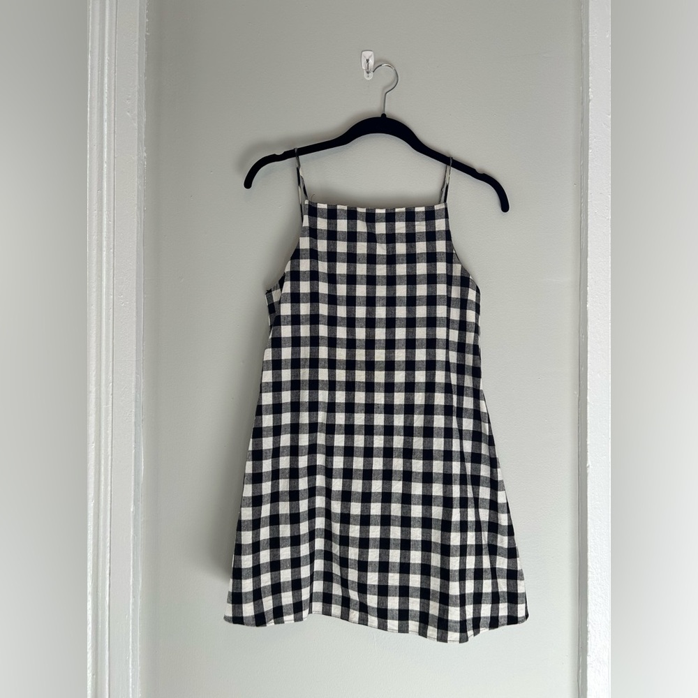 Zara Linen Gingham Mini Dress